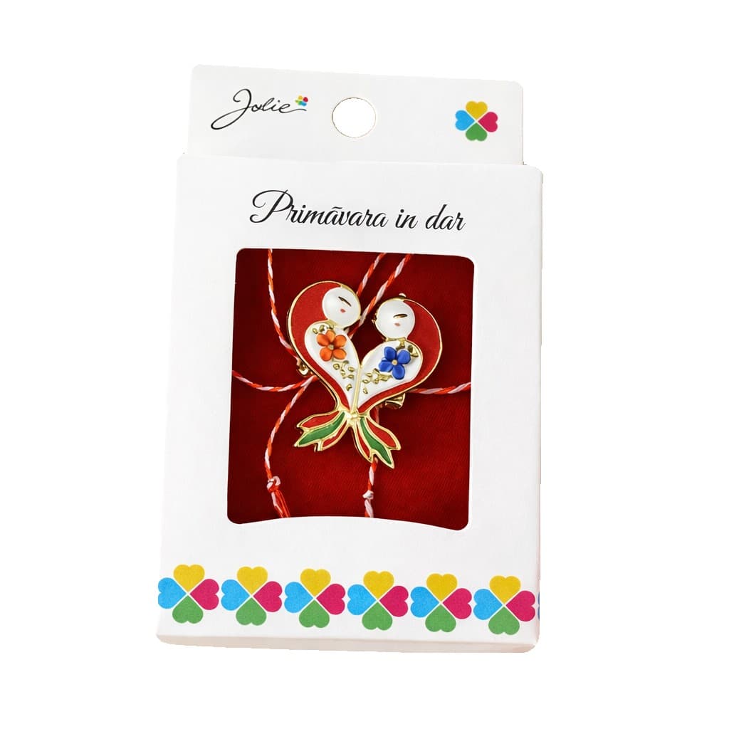 Martisor Brosa Mica in Cutie, Jolie, Dimensiune Brosa 2.5-3 cm, Material Metal, Model Vrabiute, Multicolor