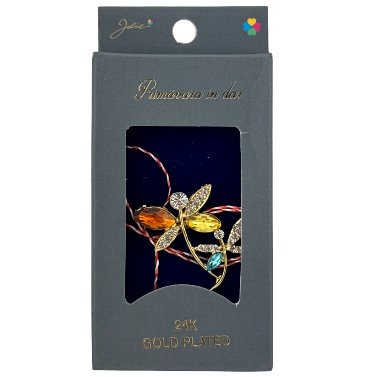 Martisor Brosa Placata cu Aur 24K, Jolie, Dimensiune Brosa 2-3 cm, Model Libelule, Multicolor