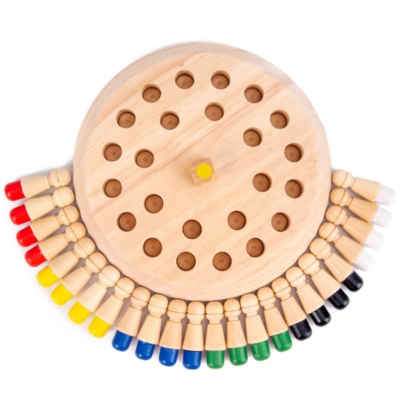Joc de Memorie, Flippy, pentru Toata Familia, din Lemn, Diametru Tabla de Joc 17 cm, Interactiva, +4 Ani, 6 Culori