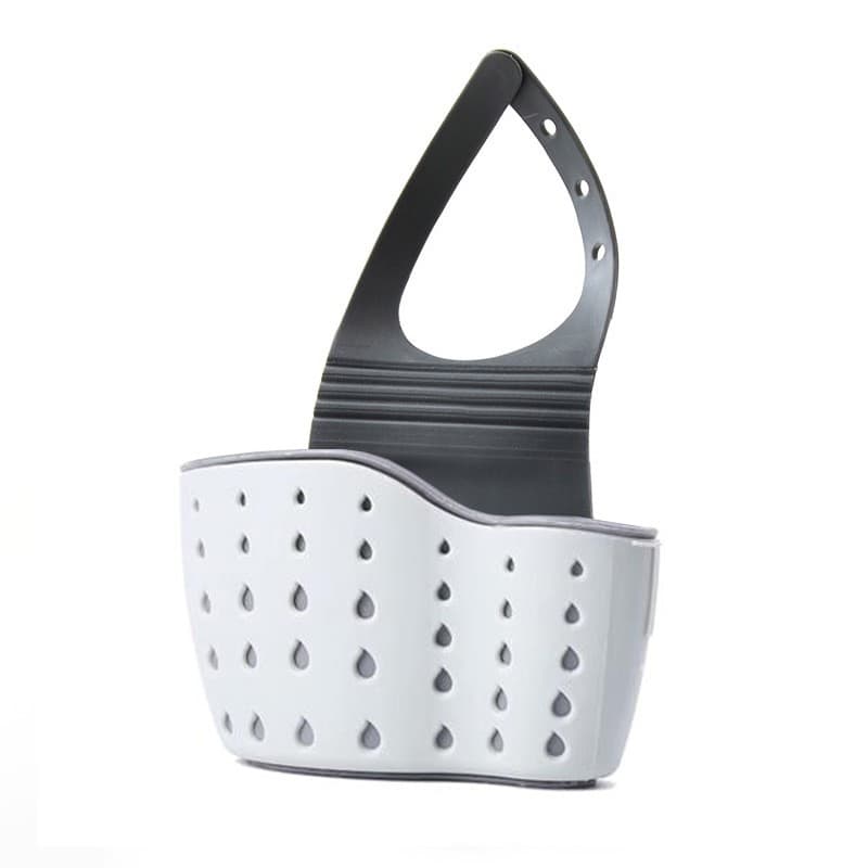 Suport Scurgere pentru Burete si Laveta de Vase Bucatarie, Flippy, Albastru, Curea Reglabila, Plastic Flexibil, 15x 5x 21cm