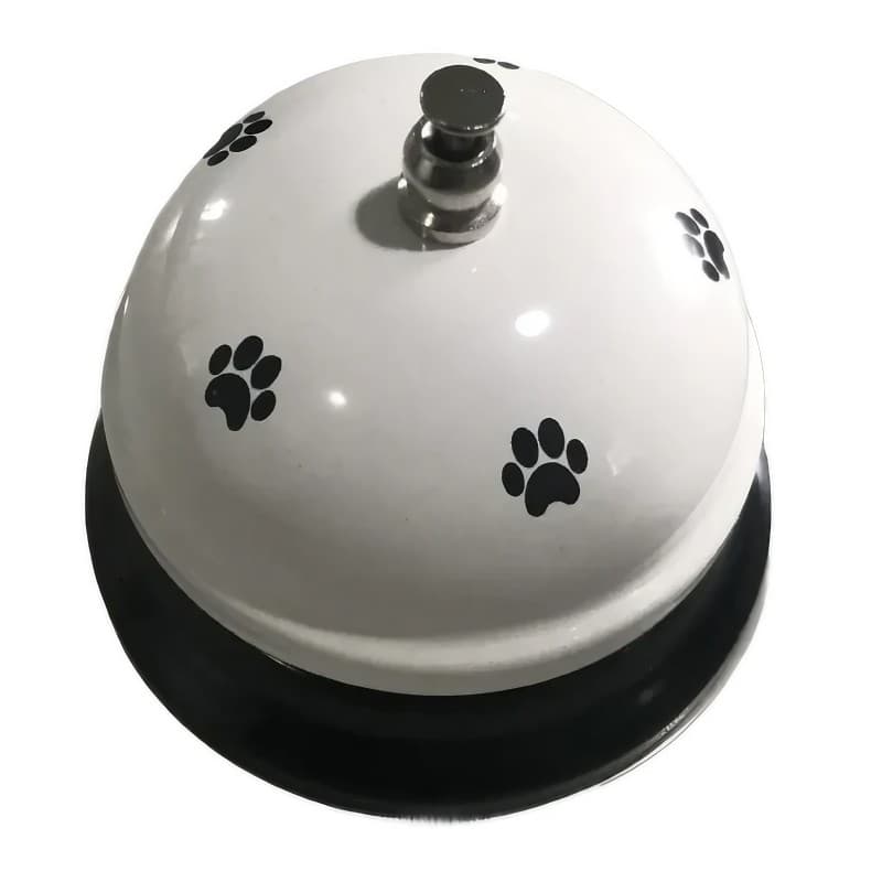 Clopotel Metalic Multifunctional, Flippy, Alb cu Imprimeu Labuta Neagra, 7.5x7.5x6.5 cm, Dresaj, Receptie, Restaurante