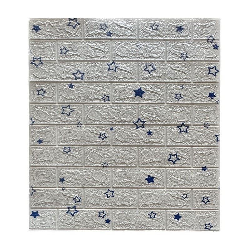 Set 10 Placi de Tapet, Flippy, Autoadezive, 70 x 77 cm, Suprafata Acoperita 5.3 mp, din PVC, Model Stelute Albastre, Alb