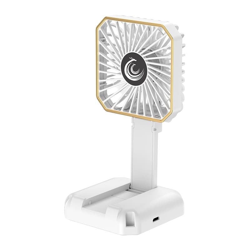 Ventilator Portabil, Flippy, de Gat, de Birou, Suport Telefon, 14 x 7 cm, Incarcare USB, din ABS, 3 Viteze, Alb