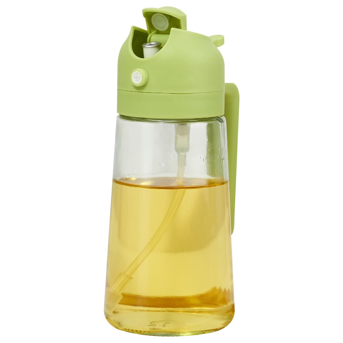 Recipient Ulei 2 in 1, Flippy, Functie Spray & Turnare, din Sticla, Fara Scurgere, 18.5 x 7.7 cm, 470 ml, Verde