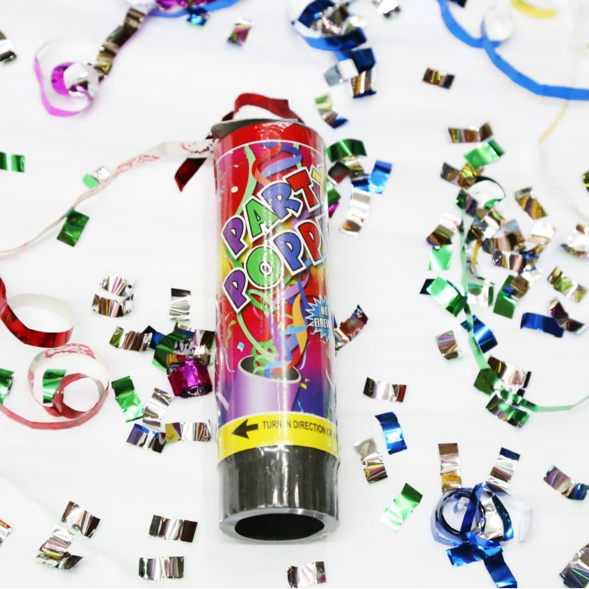Tun de Confetti, Flippy, Party Popper 20 cm, Model Panglici din Folie, Multicolor