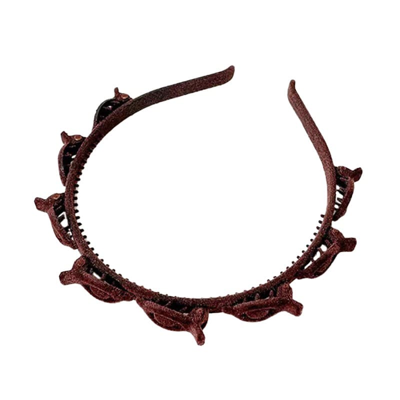 Bentita de Par pentru Femei, Flippy, Agrafa Stil Coreean, Accesoriu pentru Par cu Textura MultiStrat, 13 x 11.5 cm, Coffee