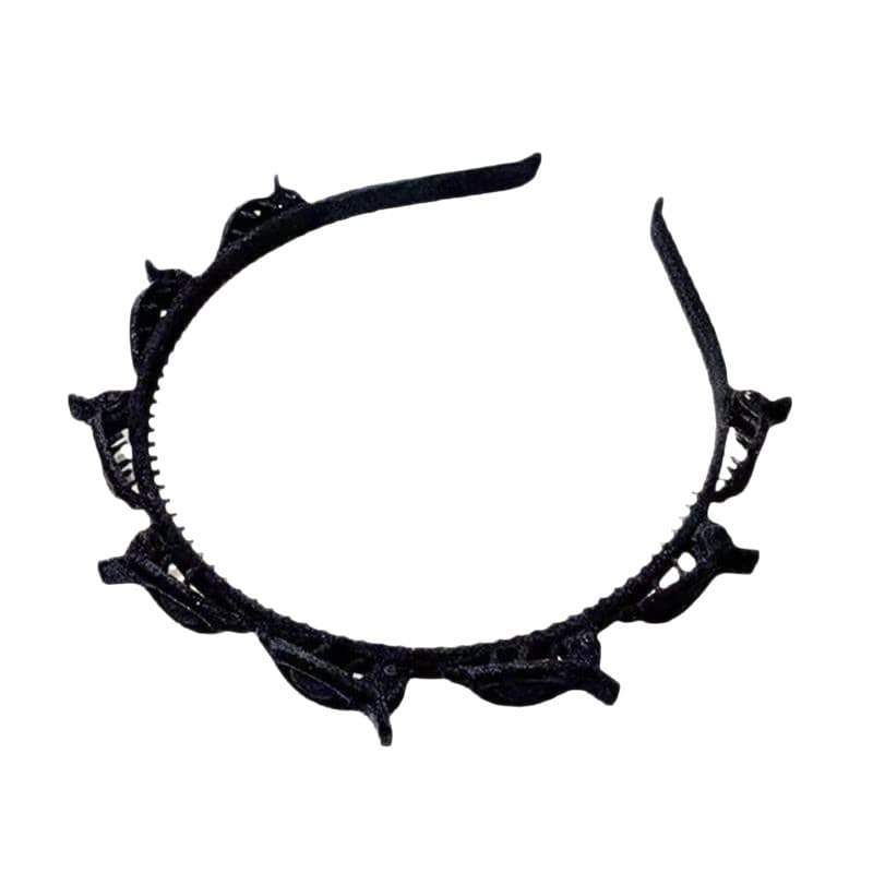 Bentita de Par pentru Femei, Flippy, Agrafa Stil Coreean, Accesoriu pentru Par cu Textura MultiStrat, 13 x 11.5 cm, Negru