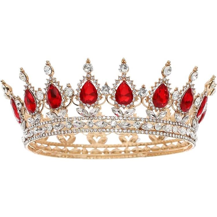 Diadema, Flippy, din Aliaj, cu Cristale, Accesoriu Par, Aniversare, Nunta, Petrecere, 15 x 5.3 x 12.5 cm, Rosu/Alb