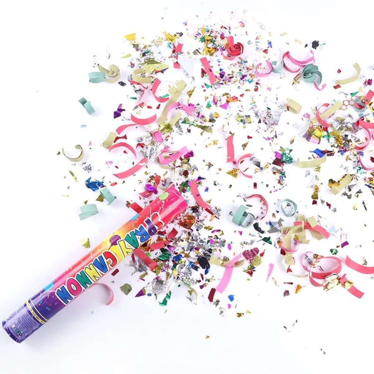Tub de Confetti, Flippy, Clasic, 60x5 cm, Confetii Asortate din Plastic, Eliberare prin Rasucire, Multicolor