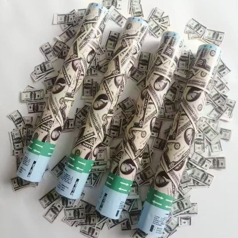 Tub de Confetti, Flippy, Money, 30x5 cm, Confetii Asortate Model Dolari, Eliberare prin Rasucire, Multicolor