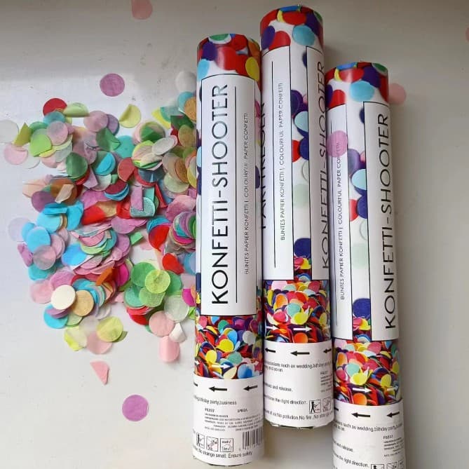 Tun de Confetti, 40 cm. Flippy, Model Konffetti Shooter, Paiete din Hartie, Multicolor