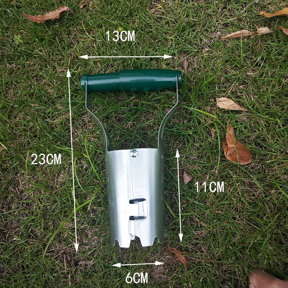 Transplantator Agricol Cilindric, Flippy, din Otel si Plastic, 6 cm Diametru, cu Maner Flexibil, 23 x 6 x 13 cm, Verde