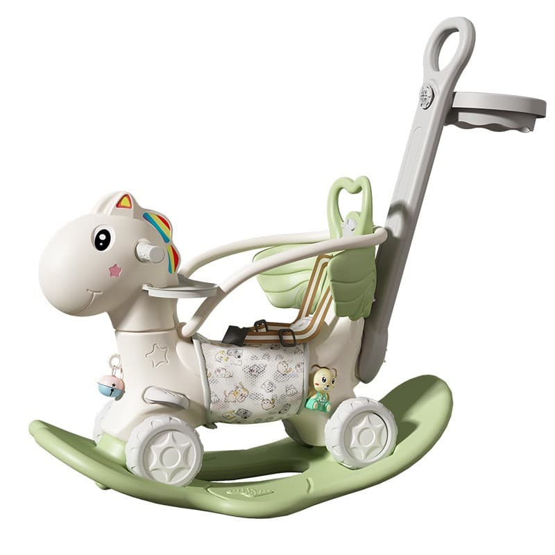Balansoar pentru Copii, Flippy, 3in1, cu Spatar si Bara de Siguranta, Maner cu Cos de Basket, Tava de Masa, 80 x 43 x 83 cm, din Plastic, + 3 Ani, Verde