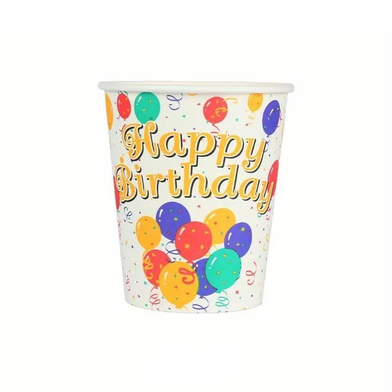 Pahare Cartonate pentru Petreceri, Flippy, Set 10 Pahare Cartonate pentru Zile de Nastere si Aniversari, Model HAPPY