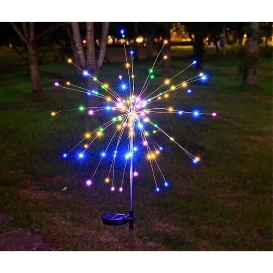 Lampa Solara, Flippy, Decor Gradina, Model Fireworks/Artificii, din Sarma de Cupru, 120 LED-uri, 55W, 90 cm, Multicolor