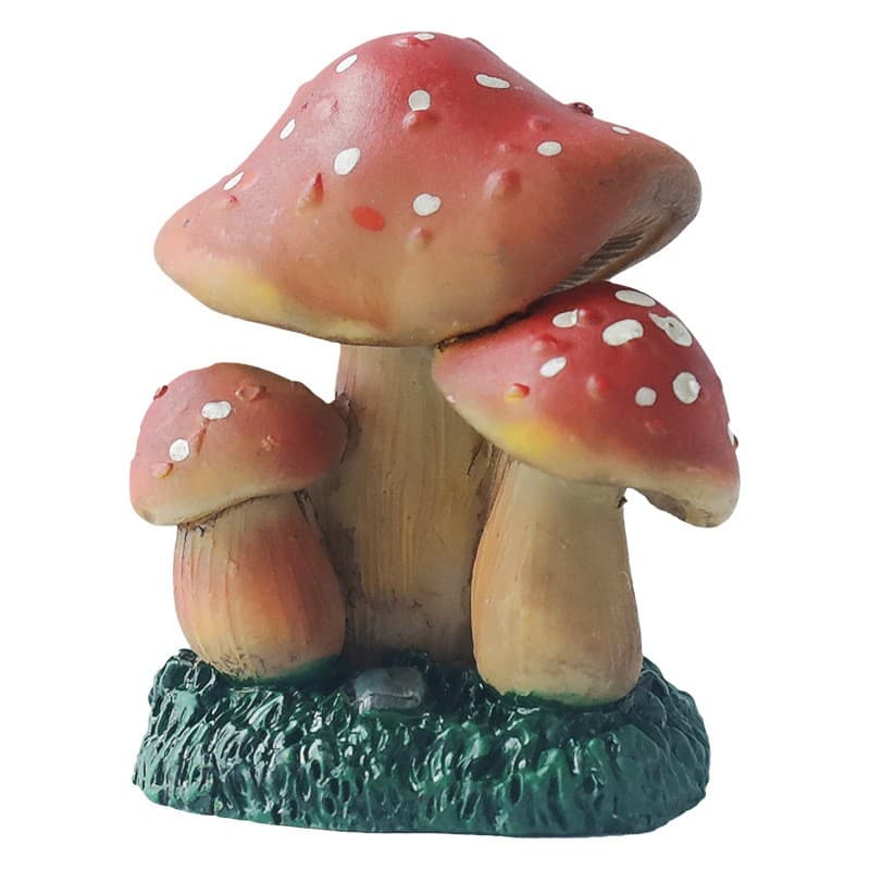Decoratiune Ornament pentru Ghiveci, Flippy, Decoratiune pentru Gradina, Model 1 Ciuperci Rosii cu Buline Albe, 3.1 x 4 cm