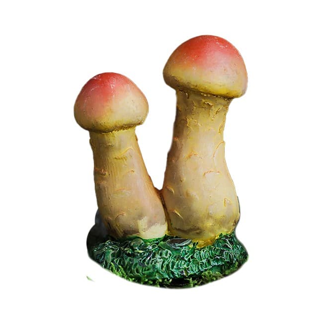 Decoratiune Ornament pentru Ghiveci, Flippy, Decoratiune pentru Gradina, Model 2 Ciuperci Rosii cu Tulpina Galbena, 3 x 4.4 cm, Galben