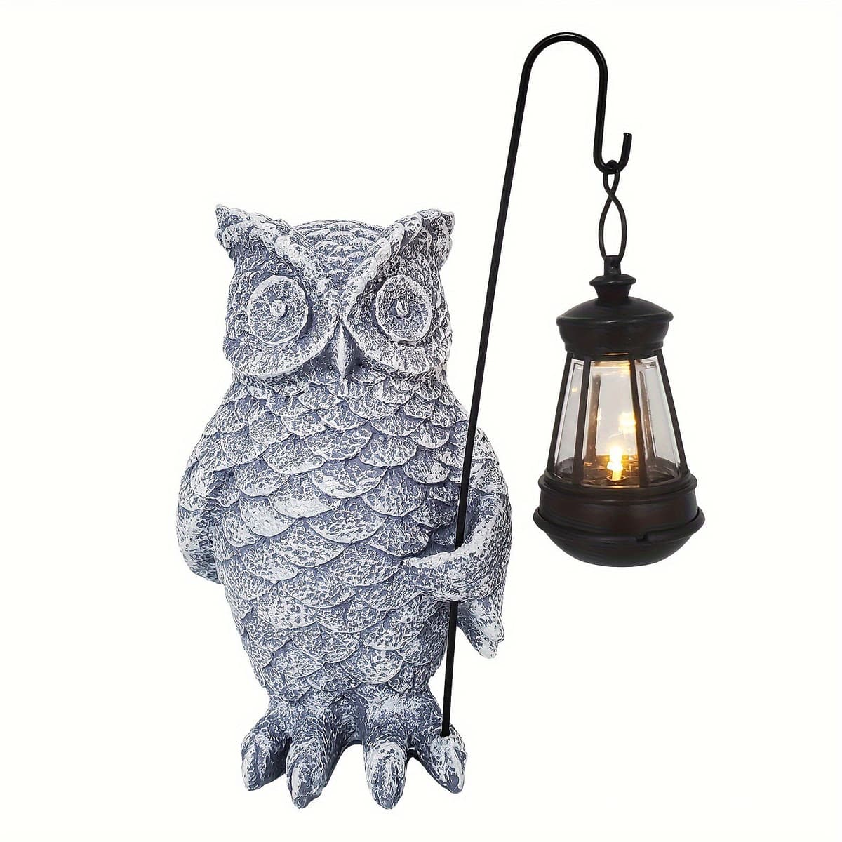 Ornament de Decor pentru Gradina cu LED, Flippy, Model Bufnita cu Felinar, Decoratiune Exterioara pentru Casa si Gradina