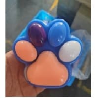 Jucarie Antistres Squishy, Flippy, cu Revenire Lenta, Labuta de Pisica Pufoasa, 8.5 x 7.5 cm, Ambalaj Transparent, Albastru Portocaliu