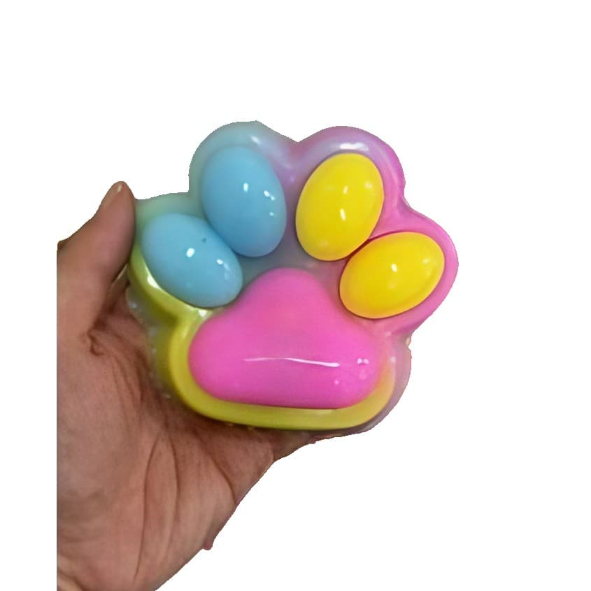Jucarie Antistres Squishy, Flippy, cu Revenire Lenta, Squeeze Pinch Family, Model Cat Paw, 12.5x10.5 cm, 220g, Ambalaj Transparent, Model 027, Multicolor