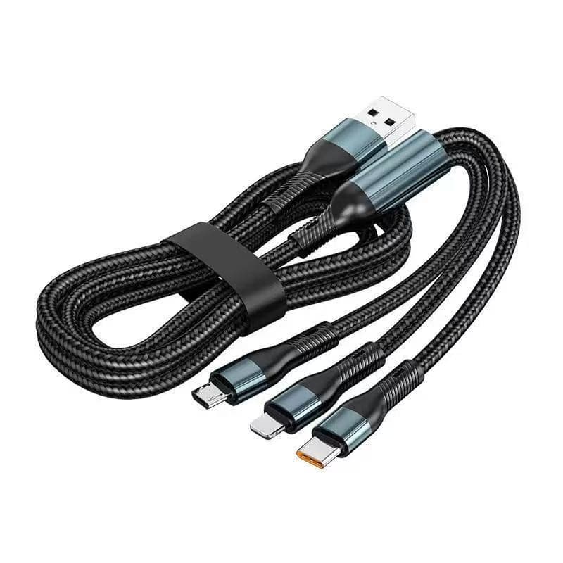 Cablu Multifunctional de Incarcare pentru Telefon 3in 1, Flippy, Cablu de incarcare rapida 120W, potrivit pentru Auto