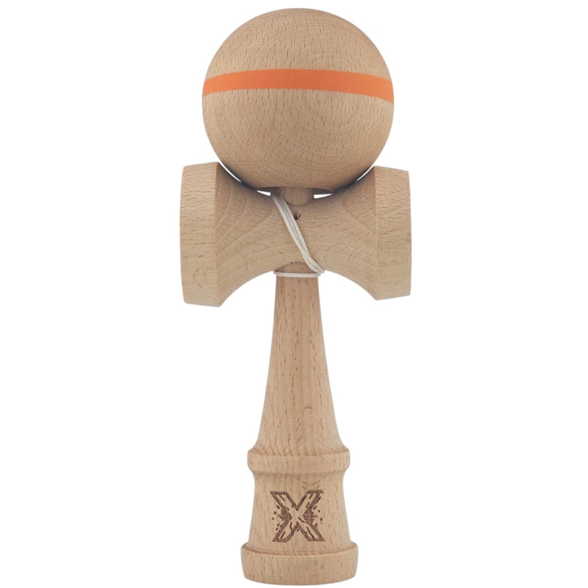 Kendama X Originală, Profesională, Flippy, din Lemn, 18 cm, Model cu Dunga, Portocaliu