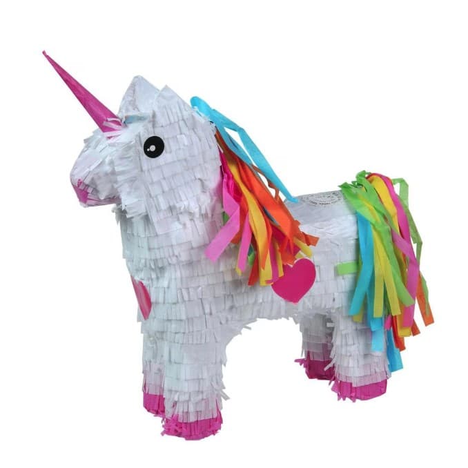 Pinata Unicorn pentru Petrecere, Flippy, Pinata din Hartie si Carton, Pinata pentru Copii, 50 x 35 x 10 cm, Alb