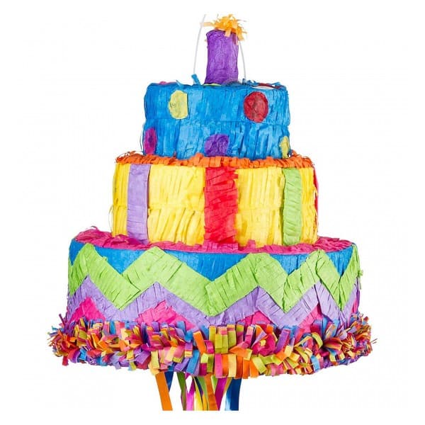 Pinata Tort Aniversar / Birthday Cake pentru Petrecere, Flippy, din Hartie si Carton, Pinata pentru Petreceri, 32 x 28 x 28