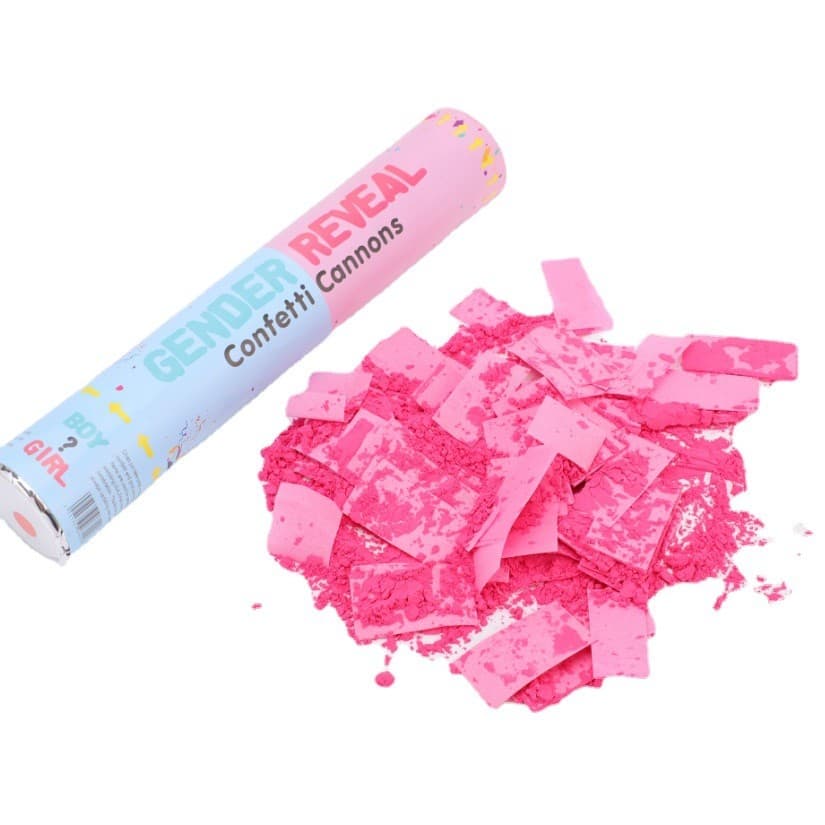 Tun Confetti, Flippy, Model Gender Reveal, Confetti Cannons, 40 cm, Ambalaj din Carton, Eliberare prin Rasucire, Roz