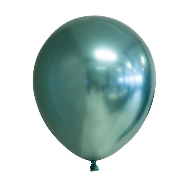 Set 12 Baloane, Flippy, din Latex Chrome, 25 cm, Turcoaz