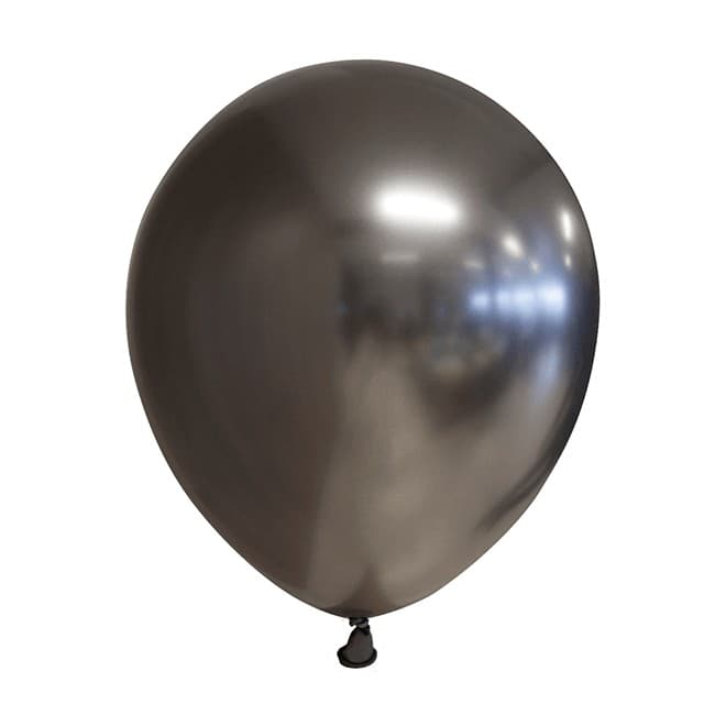 Set 12 Baloane, Flippy, din Latex Chrome, 13 cm, Negru