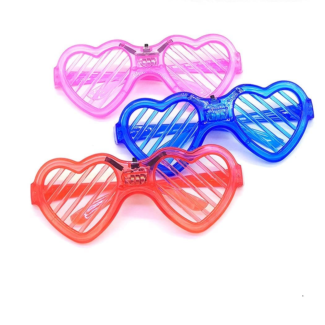 Ochelari de Petrecere cu LED, Flippy, Model Inima, din Plastic, 3 Moduri de Iluminat, Marime Universala, Multicolor