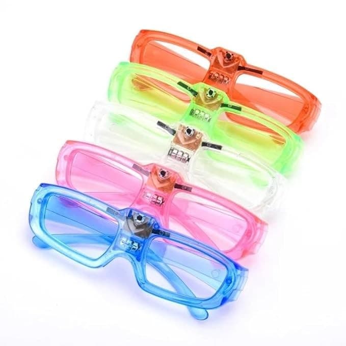 Ochelari de Petrecere cu LED, Flippy, Model Neon, din Plastic, 3 Moduri de Iluminat, Marime Universala, Multicolor