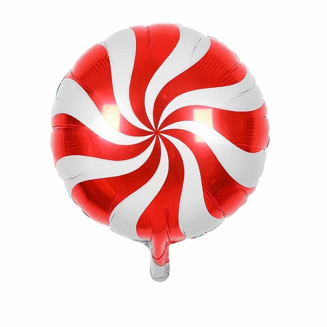 Balon Rotund, Flippy, din Folie de Aluminiu, Tema Craciun, Model Acadea, 44.5x53 cm, Rosu/Alb