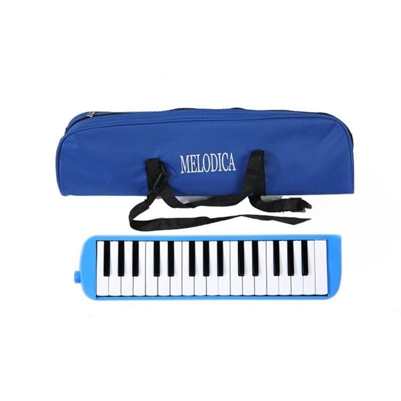 Muzicuta Melodica 32 Clape, Flippy, din ABS, pentru Incepatori, 45 x 13 x 7 cm, Include Husa si Suflator, Albastru
