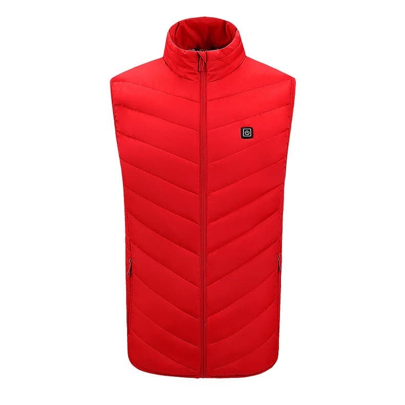 Vesta cu Incalzire, Flippy, Unisex, 2 Zone de Incalzire, Umplutura Bumbac, 3 Trepte de Temperatura, Incarcare USB, Rosu, 45 - 50 kg, Marime M