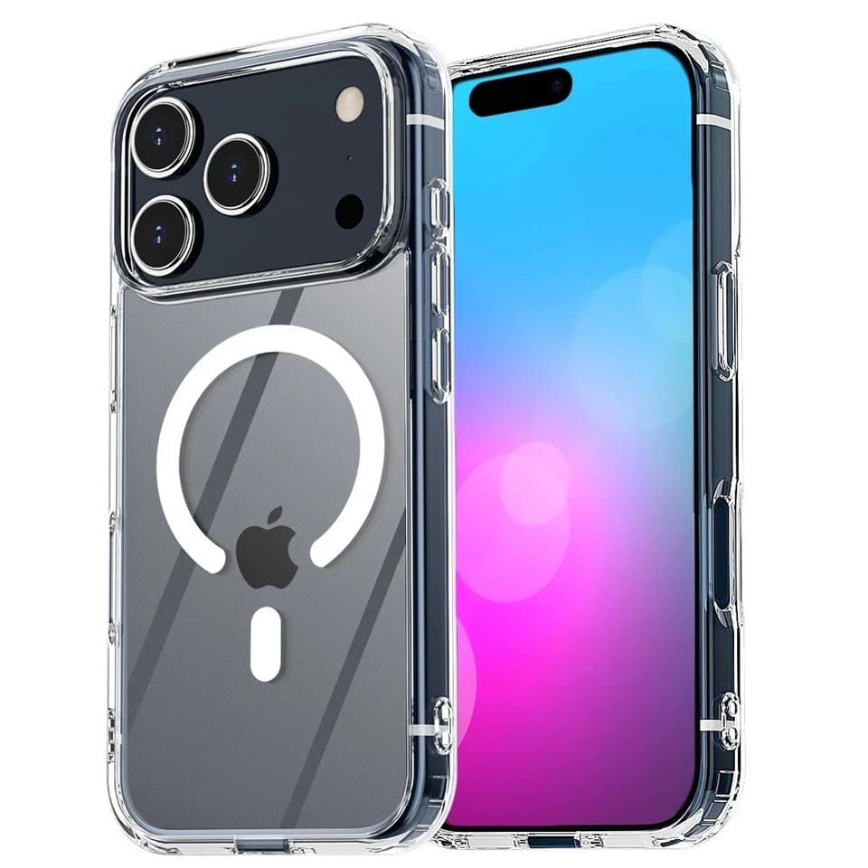 Husa Telefon, Flippy, Compatibila Apple iPhone 17 Pro Max, MagSafe, Antisoc, din Silicon + TPU, Transparent