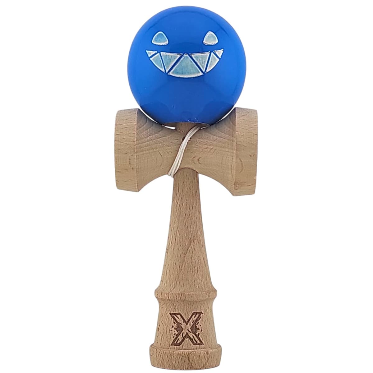 Kendama X Originala, Profesionala Limited Crazy Smile, Flippy, din Lemn, Super Sticky, 18 cm, Albastru