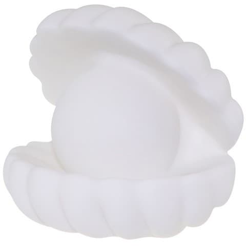 Lampa de Veghe, Flippy, Model Scoica cu Perla, Lumina Alb Rece, 10 x 8.5 cm, Led, Baterii Incluse 3 x LR44, Alb