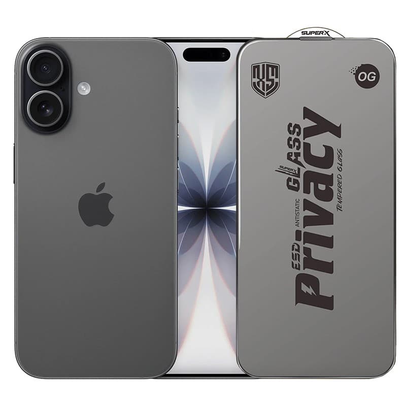 Folie de Protectie pentru Apple iPhone 17, Flippy, Sticla Securizata ESD Antistatica, Super-X Privacy OG, Margini Negre