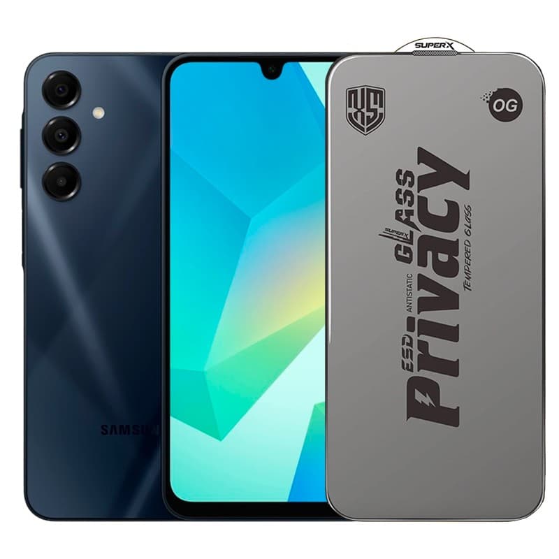 Folie de Protectie pentru Samsung Galaxy A16, Flippy, Sticla Securizata ESD Antistatica, Super-X Privacy OG, Margini Negre, 0.30 mm, Transparent