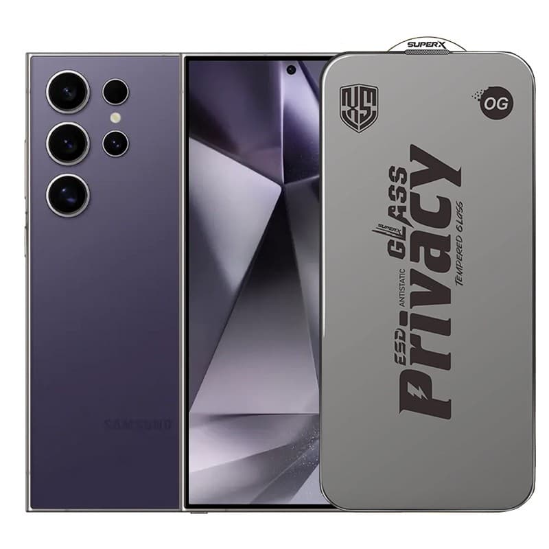 Folie de Protectie pentru Samsung Galaxy S24 Ultra, Flippy, Sticla Securizata ESD Antistatica, Super-X Privacy OG, Margini