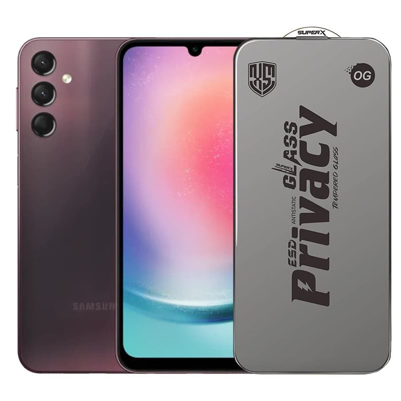 Folie de Protectie pentru Samsung Galaxy A24, Flippy, Sticla Securizata ESD Antistatica, Super-X Privacy OG, Margini Negre