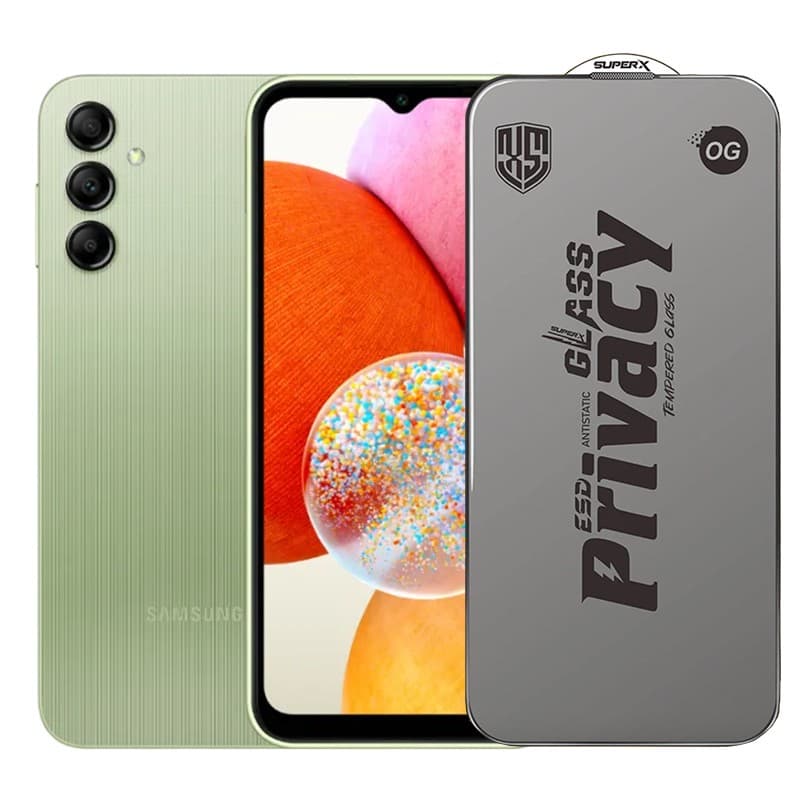 Folie de Protectie pentru Samsung Galaxy A14, Flippy, Sticla Securizata ESD Antistatica, Super-X Privacy OG, Margini Negre