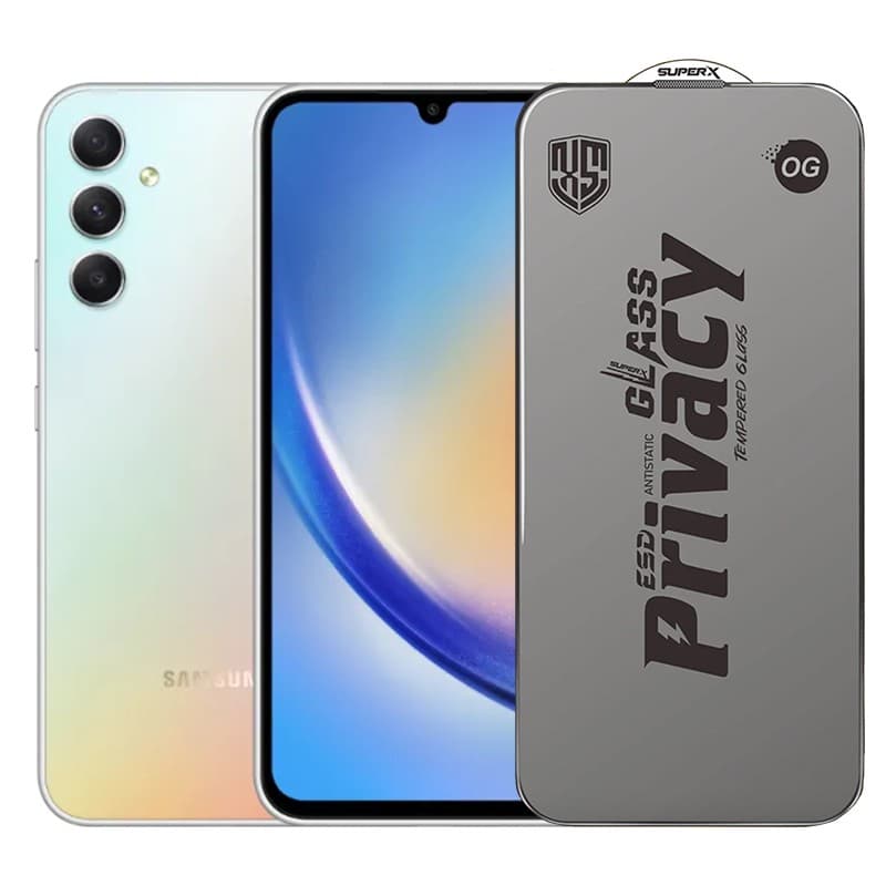 Folie de Protectie pentru Samsung Galaxy A34, Flippy, Sticla Securizata ESD Antistatica, Super-X Privacy OG, Margini Negre