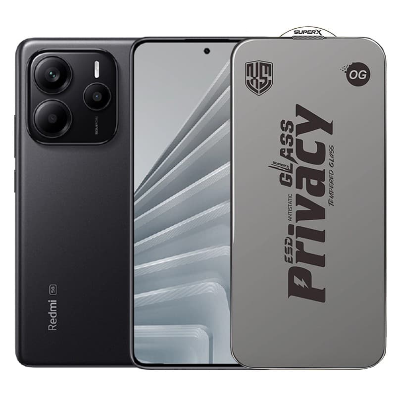 Folie de Protectie pentru Xiaomi Redmi Note 14, Flippy, Sticla Securizata ESD Antistatica, Super-X Privacy OG, Margini Negre, 0.30 mm, Transparent Inchis