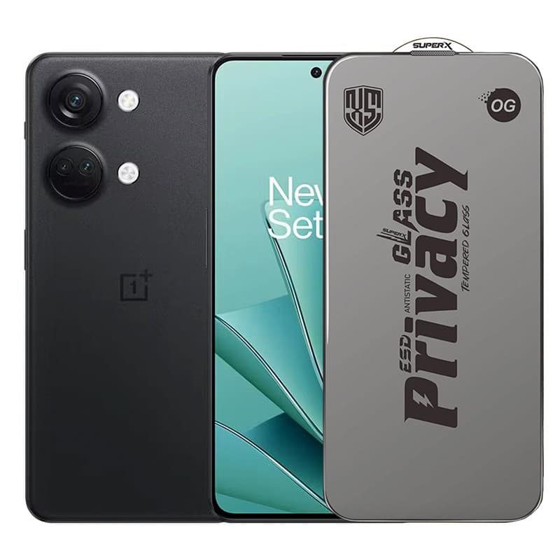 Folie de Protectie pentru OnePlus Ace 2V, Flippy, Sticla Securizata ESD Antistatica, Super-X Privacy OG, Margini Negre, 0.30 mm, Transparent Inchis