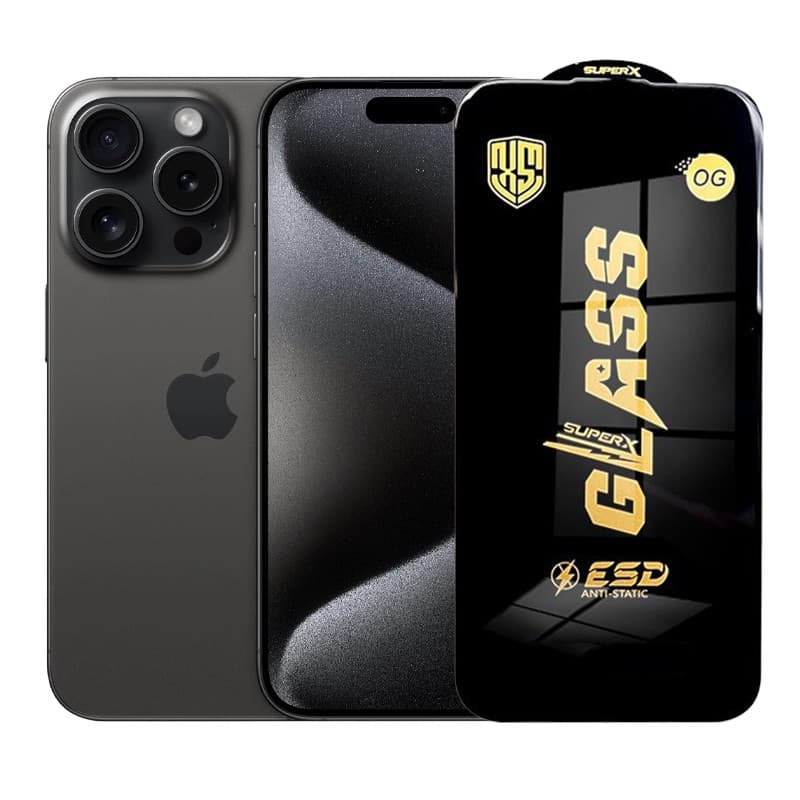 Folie de Protectie pentru iPhone 15 Pro, Flippy, Sticla Securizata ESD, Margini Negre, Rezistenta la Zgirieturi