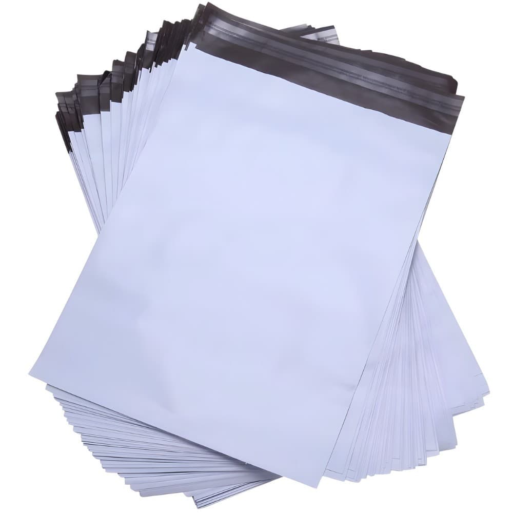 Set 500 Pungi Curierat, 350x400x40mm, Grosime 50 Microni, Banda Adeziva pentru Sigilare, Alb la Exterior, Negru la Interior