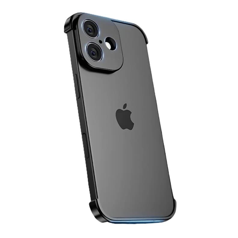 Carcasa de Telefon, Flippy, Compatibila Apple iPhone 17, Fara Rama, doar Colturi si Camera, din Metal, Grosime 0.1 mm, Negru